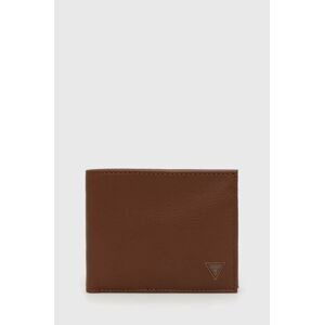 Kožená peňaženka Guess pánsky, hnedá farba