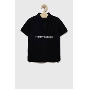 Bavlnené polo tričko Tommy Hilfiger tmavomodrá farba, vzorovaný