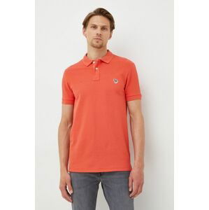 Bavlnené polo tričko PS Paul Smith oranžová farba, jednofarebné