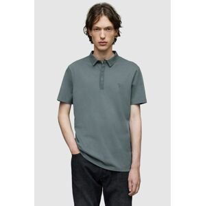 Bavlnené polo tričko AllSaints tmavomodrá farba, jednofarebné