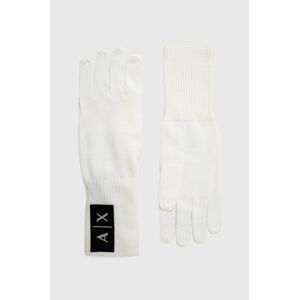 Vlnené rukavice Armani Exchange dámske, béžová farba