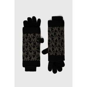 Rukavice s prímesou vlny MICHAEL Michael Kors dámske, čierna farba
