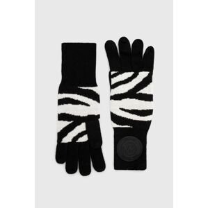 Rukavice s prímesou vlny MICHAEL Michael Kors dámske, čierna farba