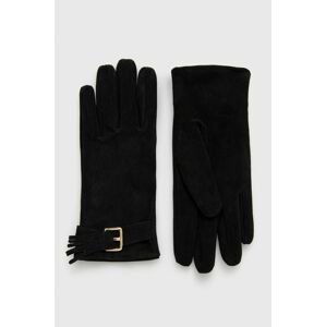 Semišové rukavice Pennyblack dámske, čierna farba