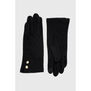 Vlnené rukavice Lauren Ralph Lauren dámske, čierna farba
