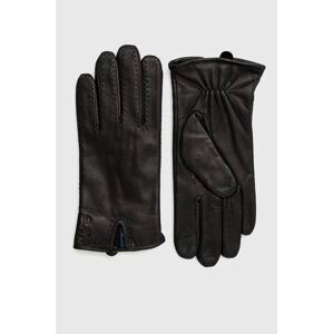 Kožené rukavice Polo Ralph Lauren dámske, čierna farba