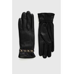 Kožené rukavice Morgan dámske, čierna farba