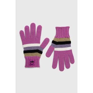 Detské rukavice s prímesou vlny United Colors of Benetton fialová farba