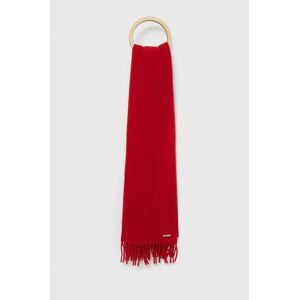 Vlnený šál Lauren Ralph Lauren červená farba, jednofarebný
