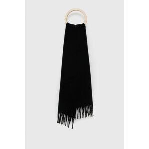 Vlnený šál Lauren Ralph Lauren čierna farba, jednofarebný