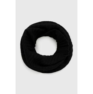 Šál komín s prímesou vlny Sisley čierna farba, jednofarebný