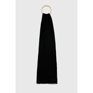 Bavlnený šál Superdry čierna farba, jednofarebný