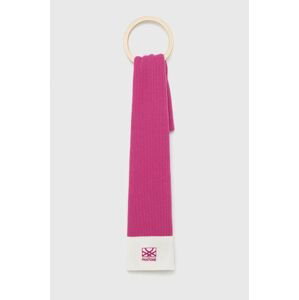 Šál s prímesou vlny United Colors of Benetton ružová farba, jednofarebný