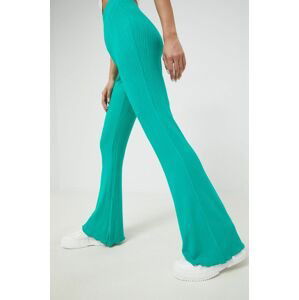 Nohavice Pieces dámske, zelená farba, rovné, stredne vysoký pás