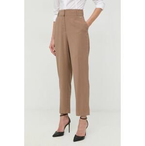 Nohavice Marciano Guess dámske, hnedá farba, rovné, vysoký pás