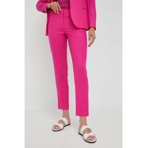 Vlnené nohavice PS Paul Smith dámske, ružová farba, cigaretový strih, stredne vysoký pás