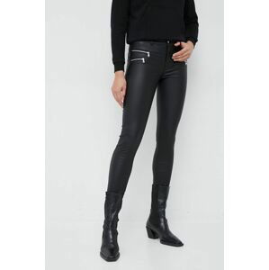 Nohavice Vero Moda dámske, čierna farba, priliehavé, stredne vysoký pás