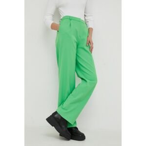 Nohavice Samsoe Samsoe dámske, zelená farba, široké, vysoký pás