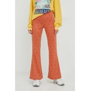 Nohavice Billabong dámske, oranžová farba, zvony, stredne vysoký pás