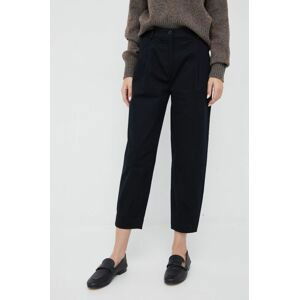Nohavice Sisley dámske, čierna farba, strih chinos, vysoký pás