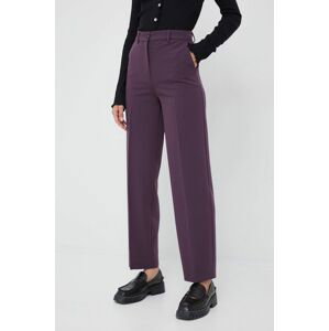 Nohavice Sisley dámske, fialová farba, široké, vysoký pás
