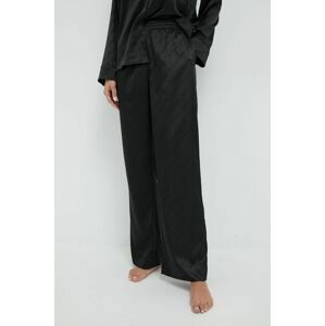 Pyžamové nohavice Juicy Couture Paula dámske, čierna farba, saténové