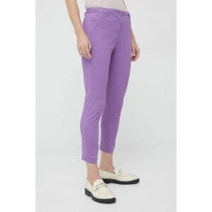 Nohavice Sisley dámske, fialová farba, rovné, vysoký pás