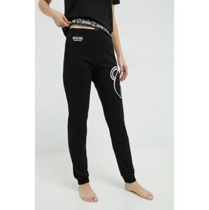 Bavlnené tepláky Moschino Underwear dámske, čierna farba, s nášivkou