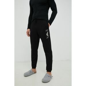 Nohavice Emporio Armani Underwear pánske, čierna farba, s potlačou