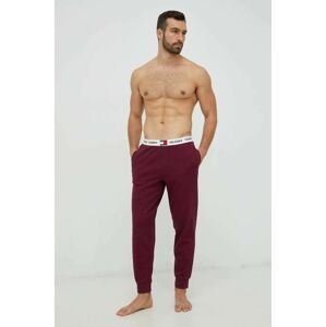 Pyžamové nohavice Tommy Hilfiger pánske, bordová farba, jednofarebná