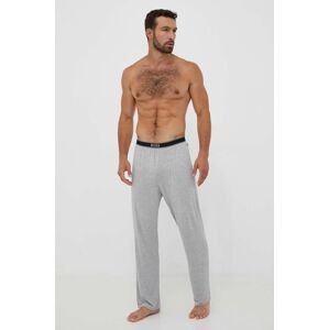 Pyžamové nohavice BOSS pánske, šedá farba, jednofarebná