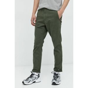 Nohavice Superdry pánske, zelená farba, strih chinos