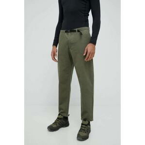 Manšestrové nohavice Jack Wolfskin pánske, zelená farba, rovné