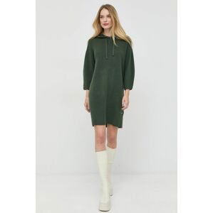 Vlnené šaty Armani Exchange zelená farba, mini, oversize