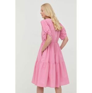 Bavlnené šaty Gestuz ružová farba, mini, áčkový strih