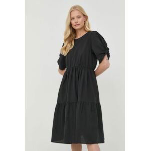 Bavlnené šaty Gestuz čierna farba, mini, áčkový strih