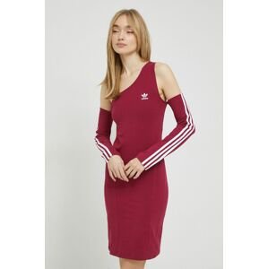 Šaty adidas Originals bordová farba, mini, priliehavá