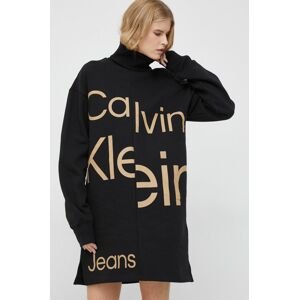 Šaty Calvin Klein Jeans čierna farba, mini, rovný strih