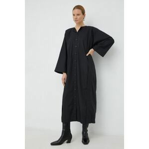 Bavlnené šaty By Malene Birger Annielle čierna farba, maxi, oversize