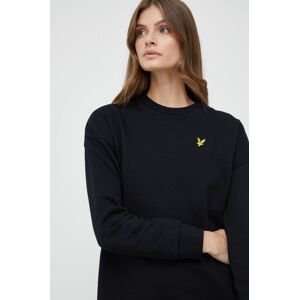 Bavlnené šaty Lyle & Scott čierna farba, mini, rovný strih