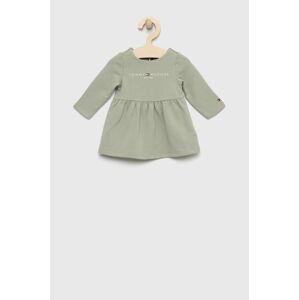 Šaty pre bábätká Tommy Hilfiger zelená farba, mini, áčkový strih