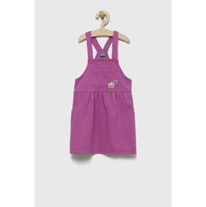 Dievčenské šaty United Colors of Benetton fialová farba, mini, áčkový strih