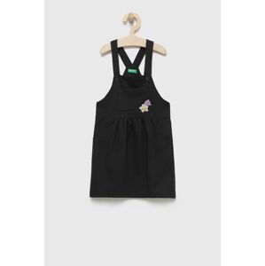Dievčenské šaty United Colors of Benetton čierna farba, mini, áčkový strih