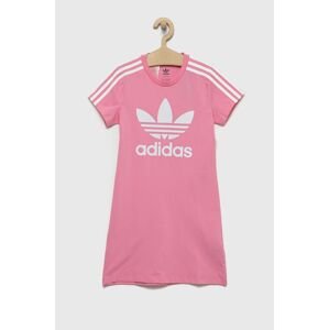 Dievčenské šaty adidas Originals ružová farba, mini, áčkový strih