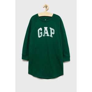 Dievčenské šaty GAP zelená farba, mini, rovný strih