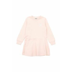 Dievčenské bavlnené šaty Kenzo Kids ružová farba, mini, áčkový strih