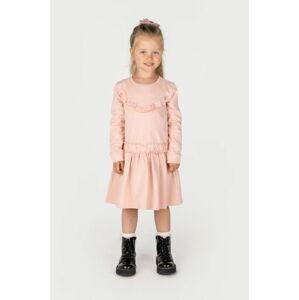 Dievčenské bavlnené šaty Coccodrillo ružová farba, mini, áčkový strih