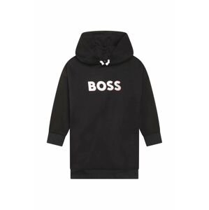 Dievčenské šaty BOSS čierna farba, mini, oversize