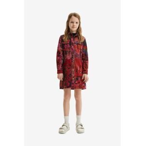 Dievčenské šaty Desigual červená farba, mini, rovný strih