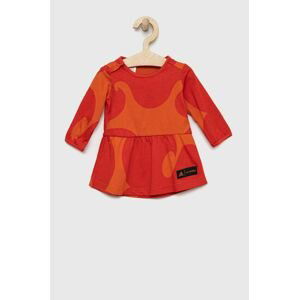 Dievčenské bavlnené šaty adidas Performance oranžová farba, mini, áčkový strih